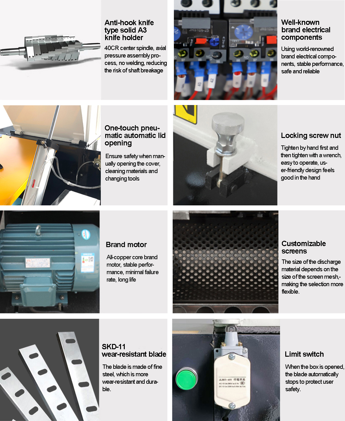 Caractéristiques de la machine de broyage de plastique